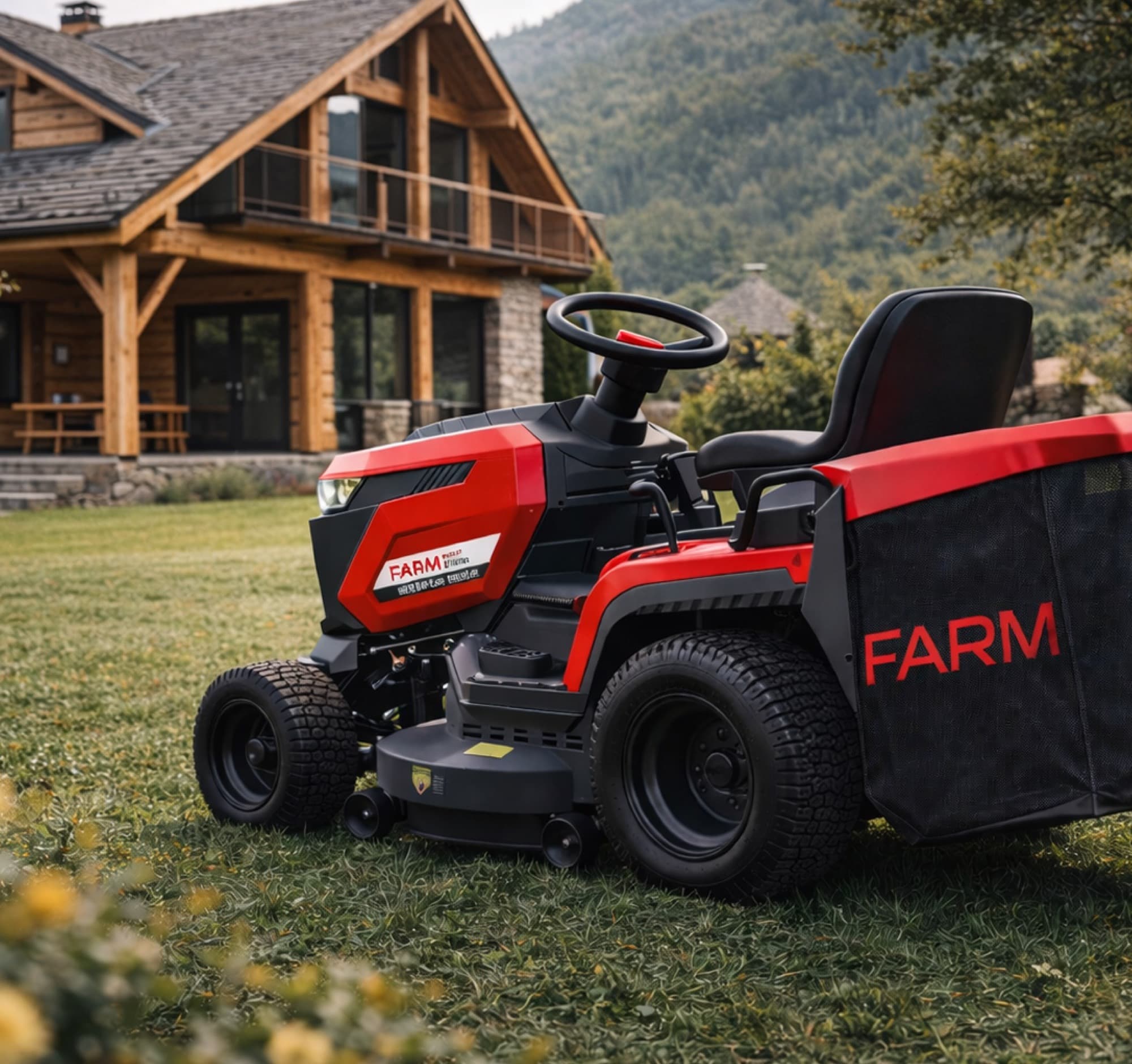 Traktor kopshti Würth FLM920N në lëndinë